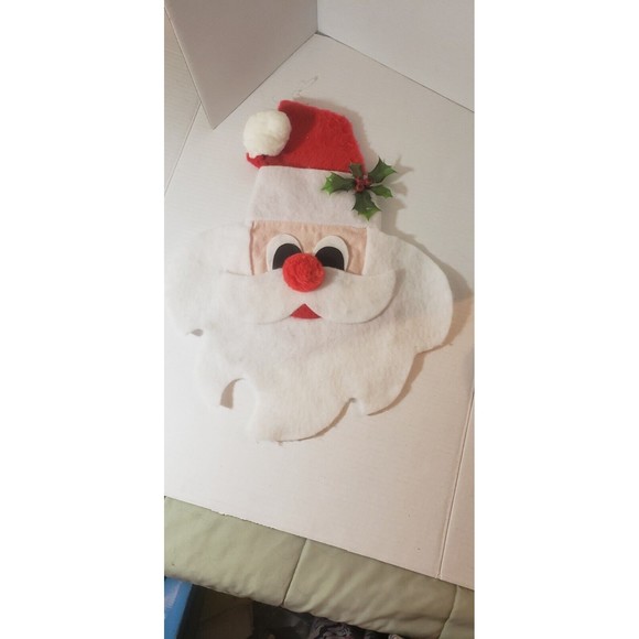 HTF 70's Santakins Felt Santa Face Christmas Door Wall Decor Tree Topper - Picture 1 of 9